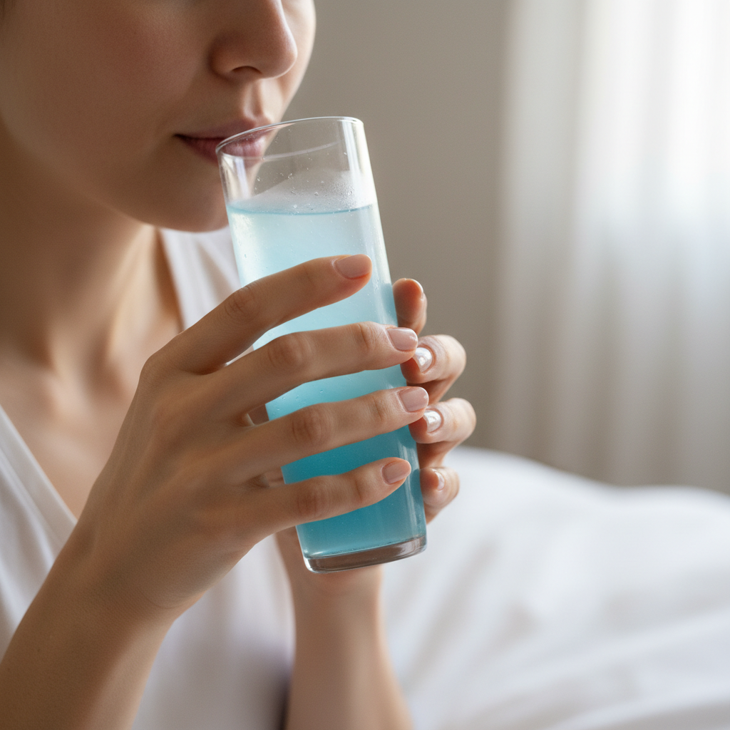 teen girl drinking water