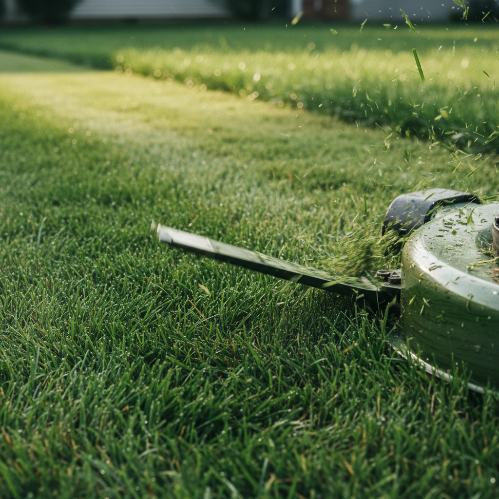 lawnmower cutting grass