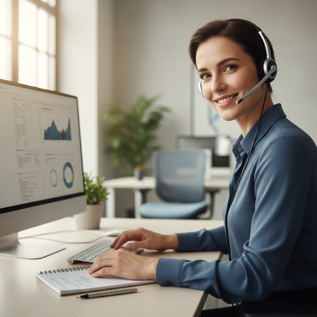 Our team helps you evaluate your home's needs to find the right service level. A friendly customer service representative discussing cleaning schedules on the phone in a bright office.