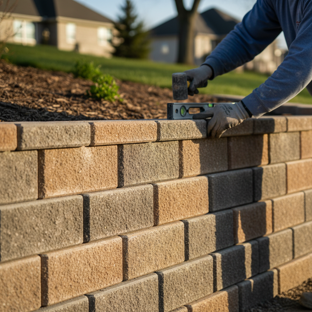 retaining wall construction team