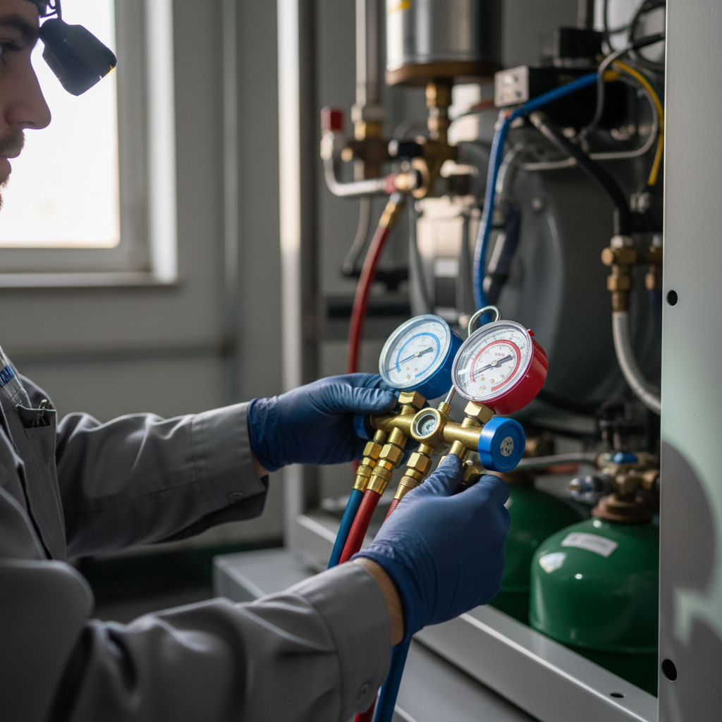 technician inspecting system