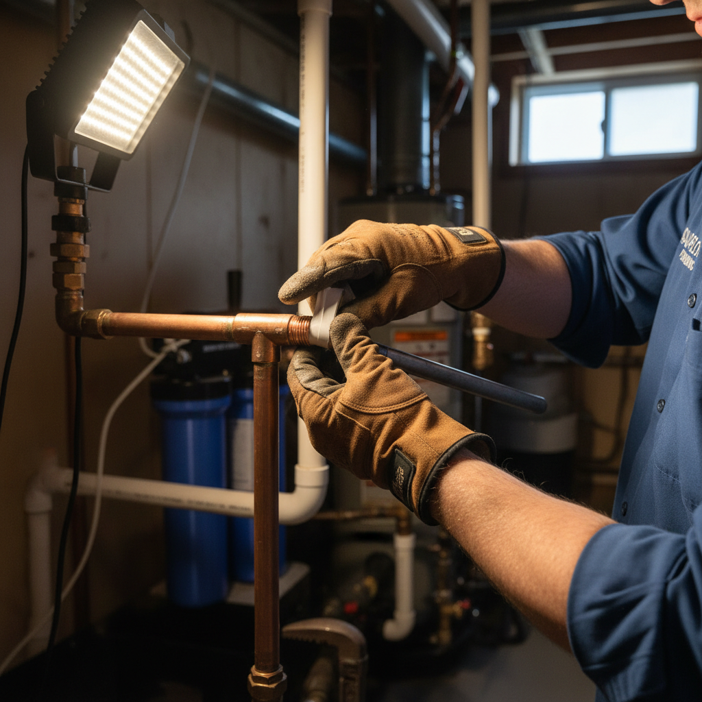 plumber installing pipes