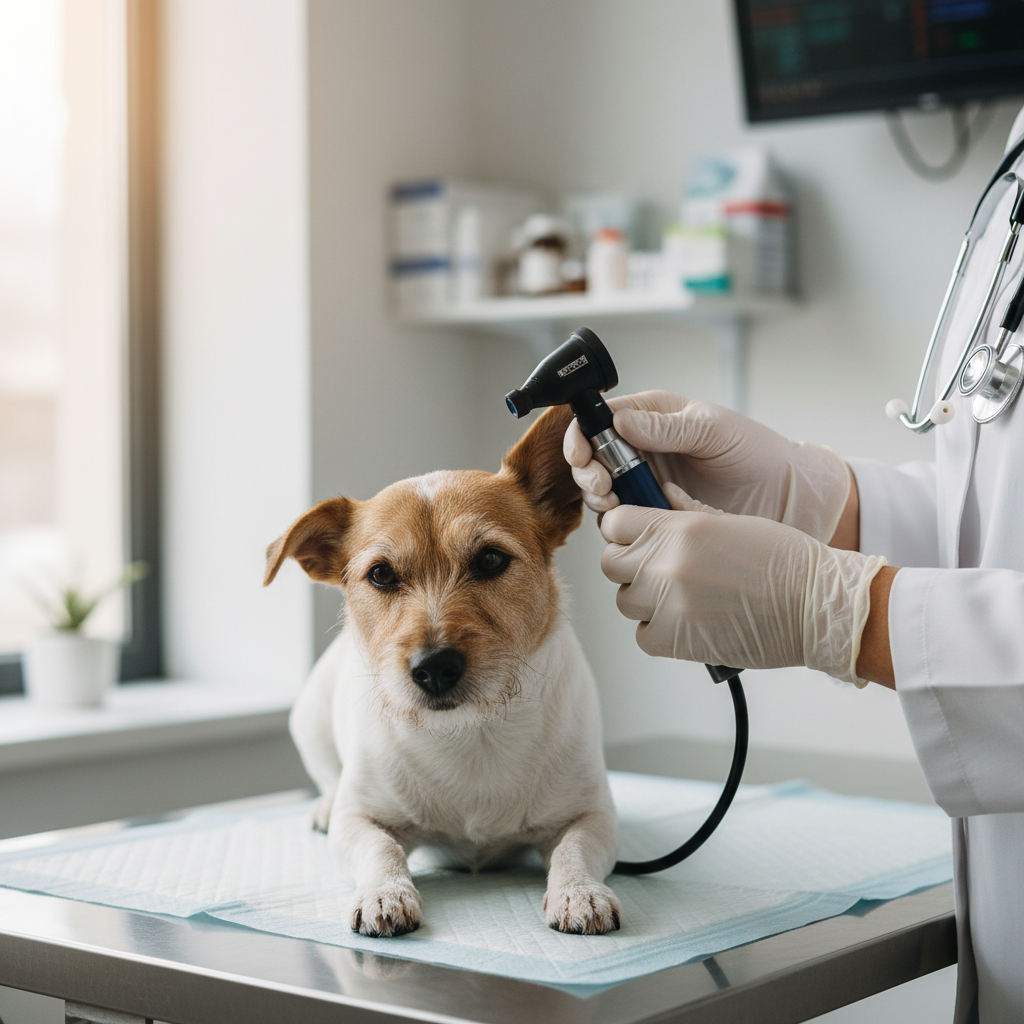Consult your Australian vet to determine the best C3 or C5 schedule for your pup. A small puppy being gently held by a veterinarian during a checkup and vaccination appointment.
