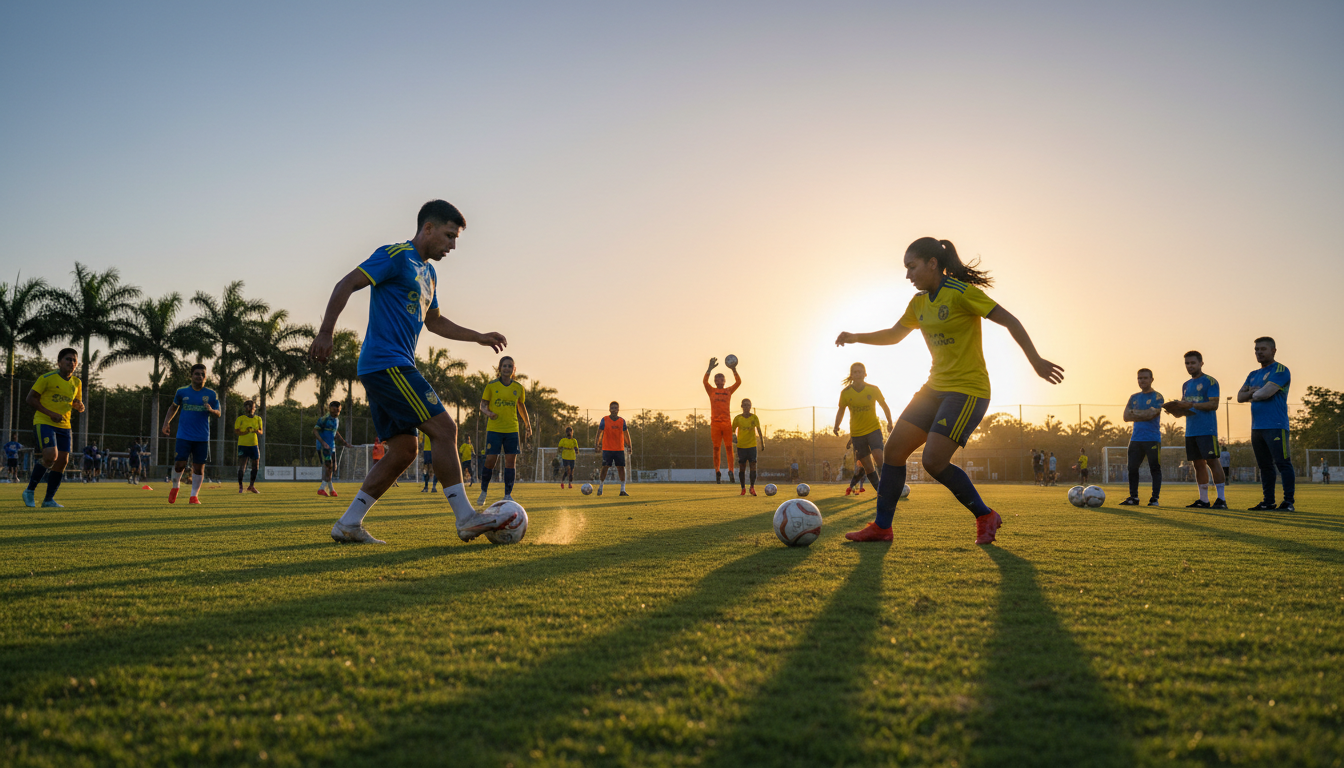 soccer players training
