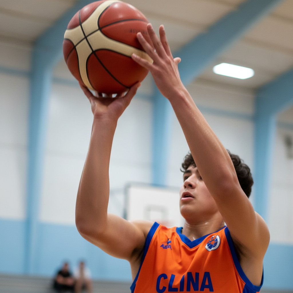 child playing basketball