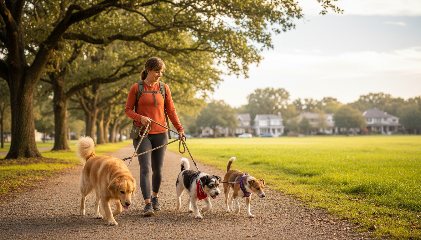 dog walking in park