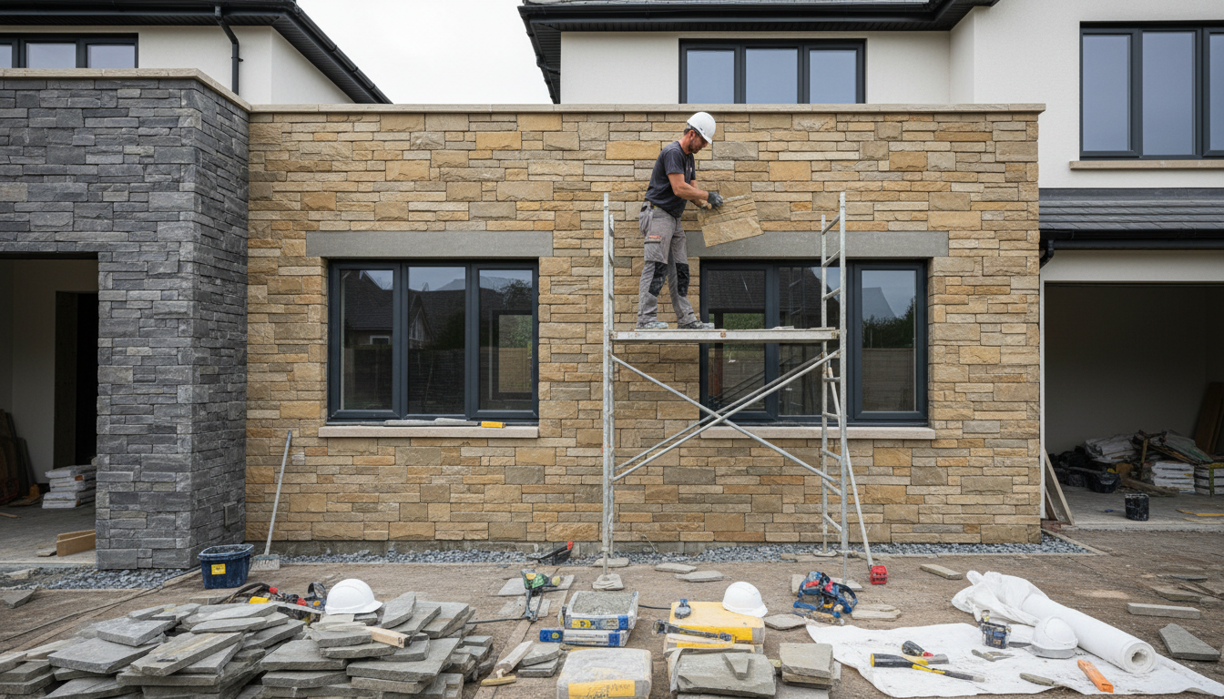 Solid sandstone walls in Edinburgh require specific plastering techniques to manage moisture. Typical Edinburgh sandstone masonry showing the porous nature of solid stone walls