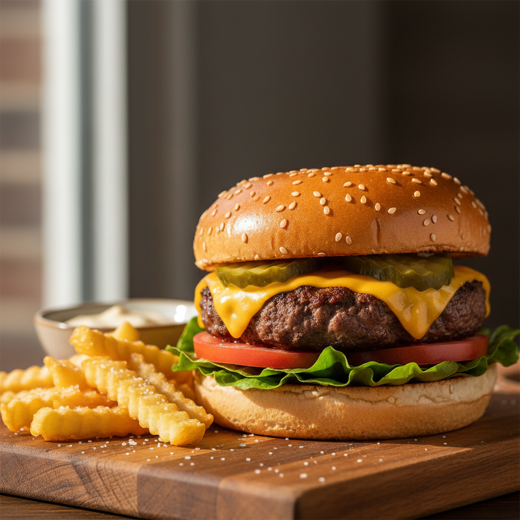 burger and fries