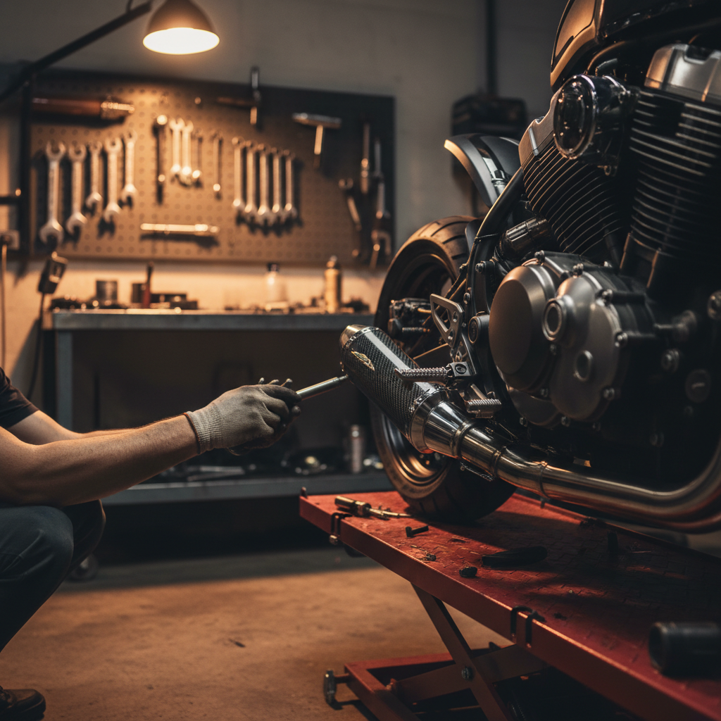 mechanic checking exhaust
