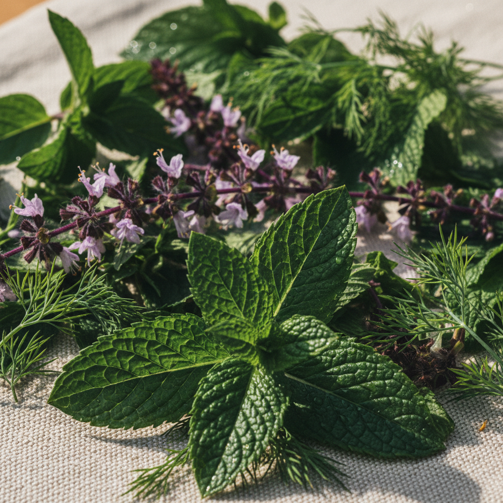 herbs in pots
