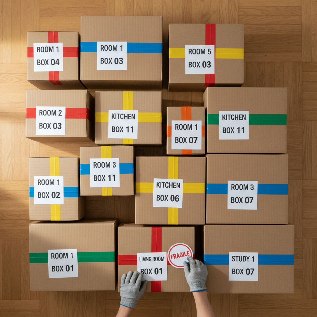 preparing moving boxes