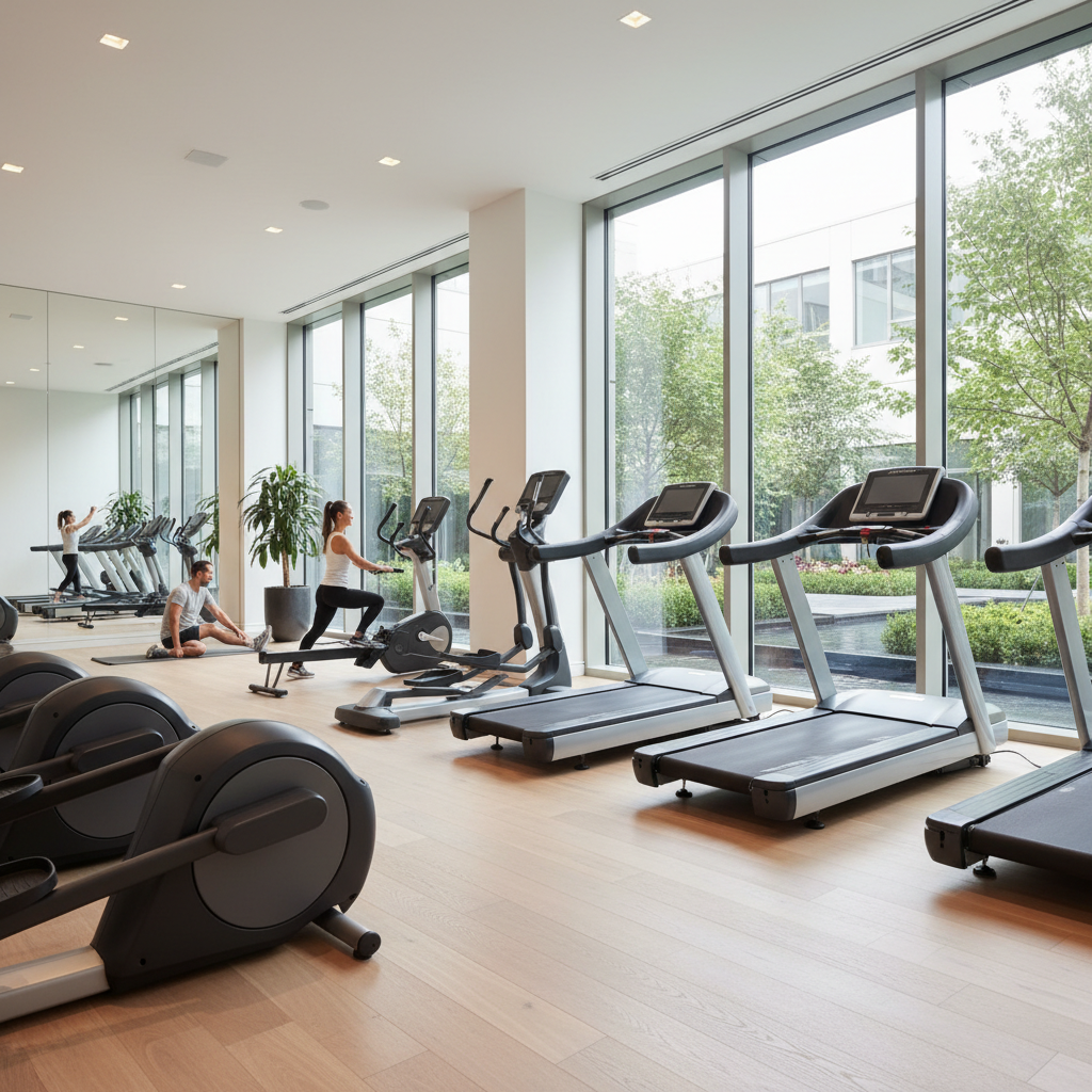 Modern corporate fitness space designed for workplace employees