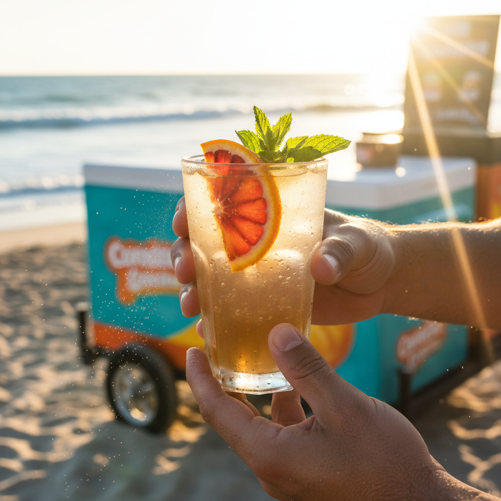 sunset beach drink