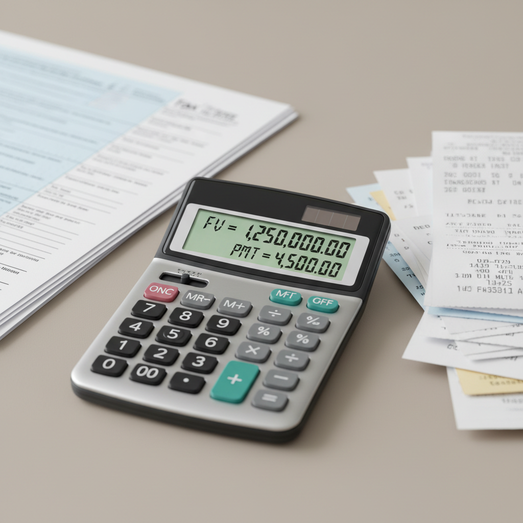 calculator and papers