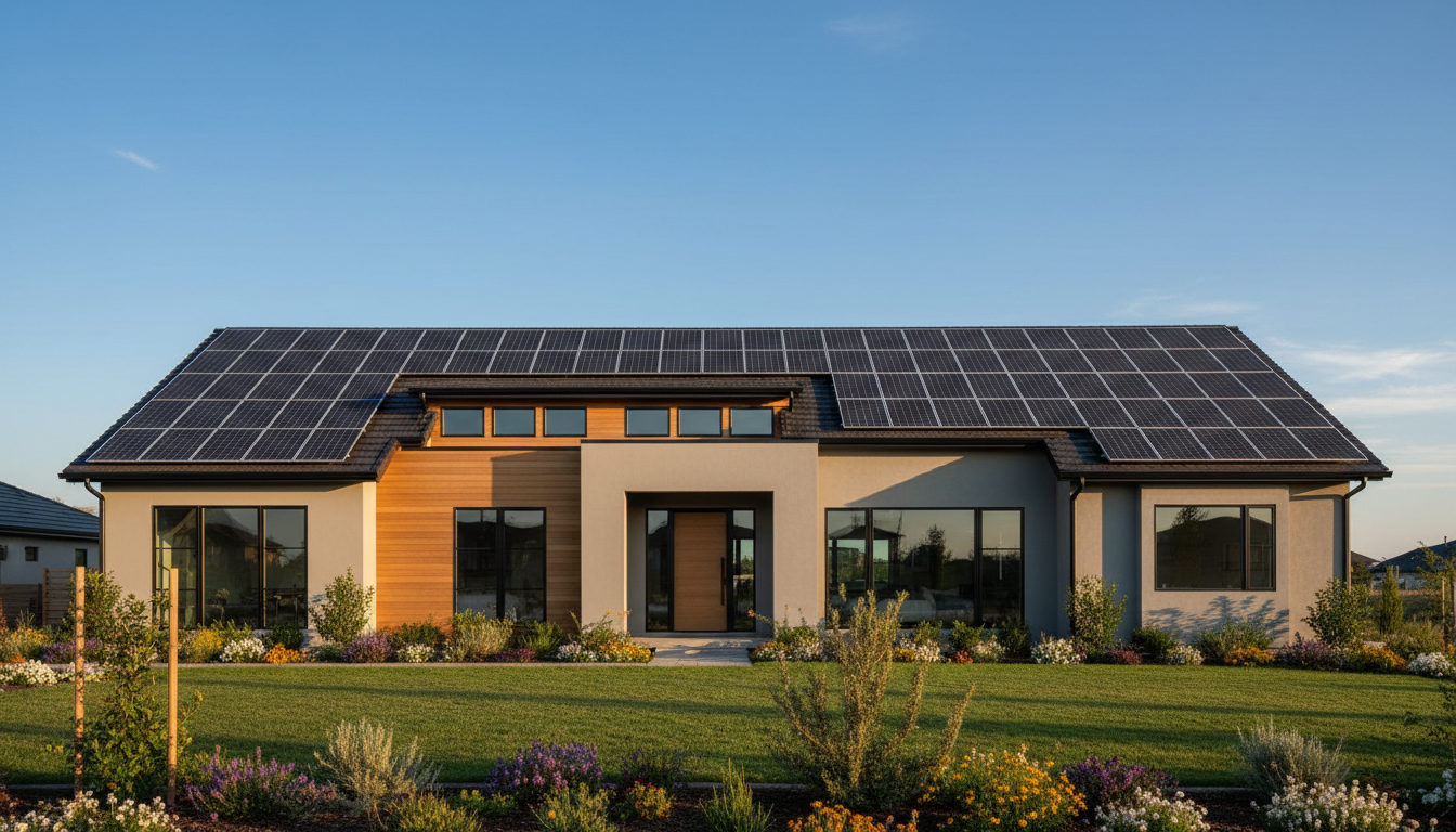 modern house with solar panels