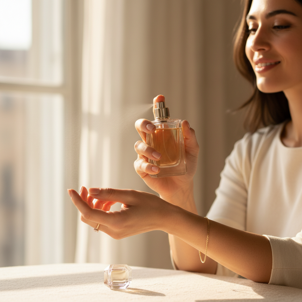 applying perfume