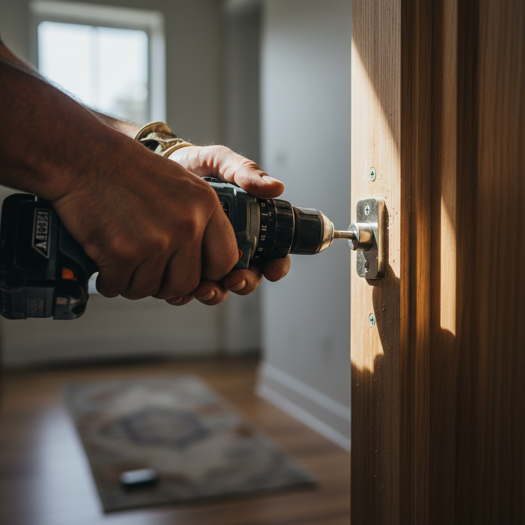man drilling lock
