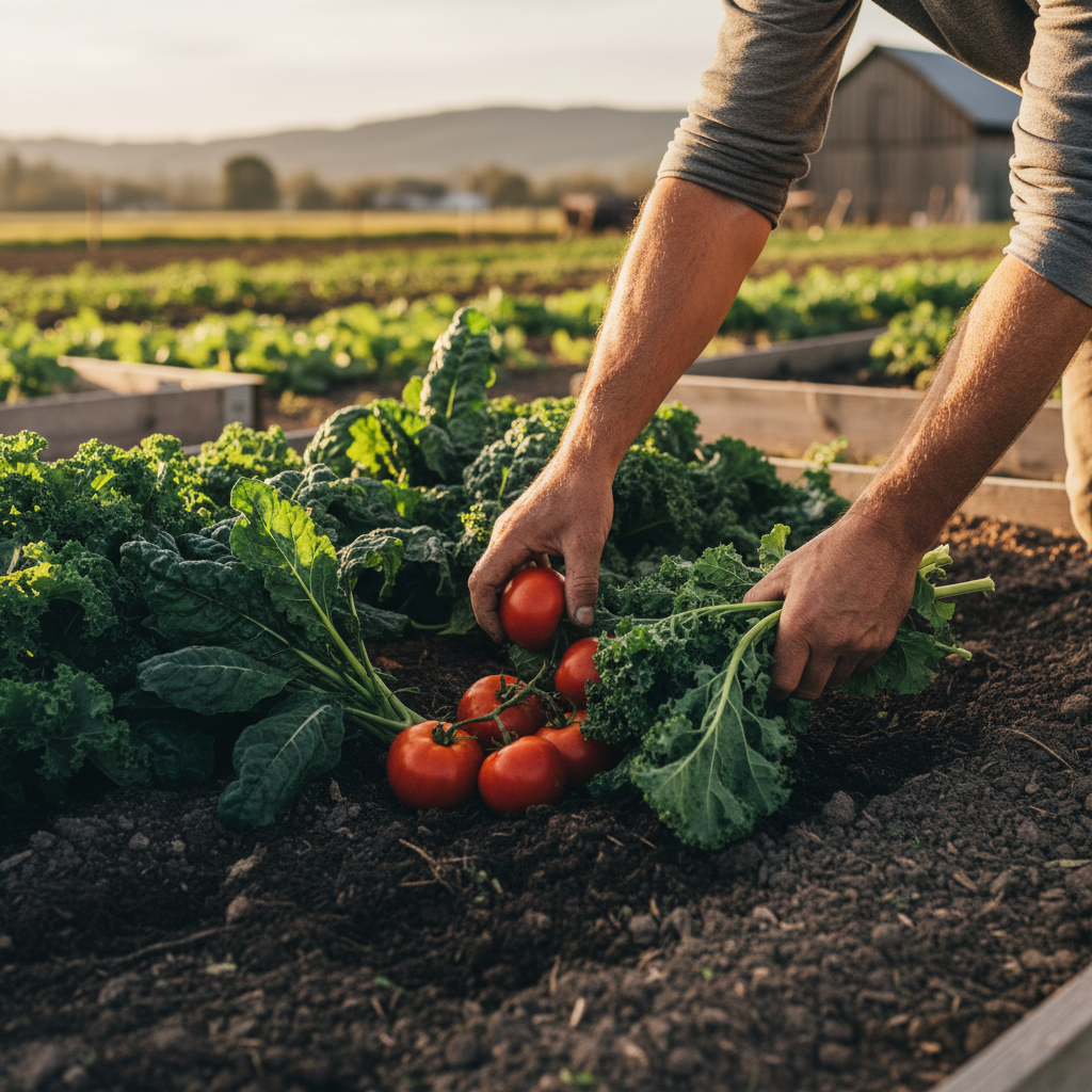 harvesting vegetables