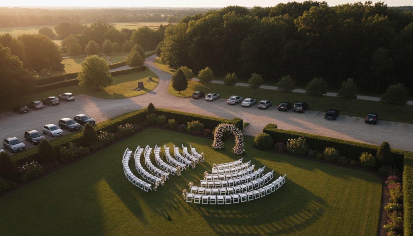 aerial wedding view