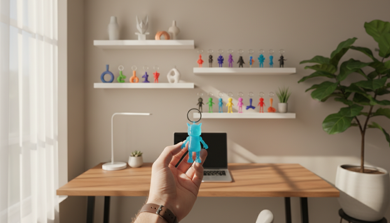 Choosing the right accessory makes it easy to attach AirTags to almost anything. Several colorful AirTag holders and keychains displayed on a table.
