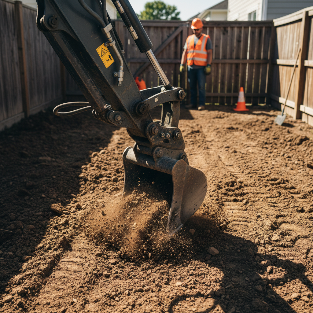 excavator in field