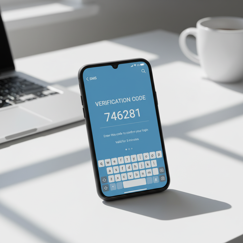 Smartphone displaying a two-factor authentication verification code next to a laptop, showing how 2FA protects a Liverpool user's login Smartphone displaying a two-factor authentication verification code next to a laptop, showing how 2FA protects a Liverpool user's login