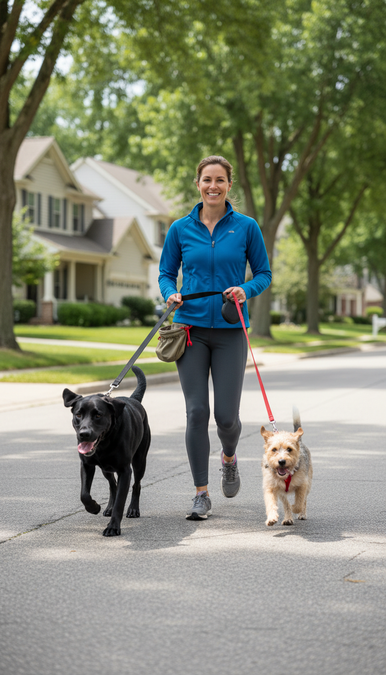 dog owner busy