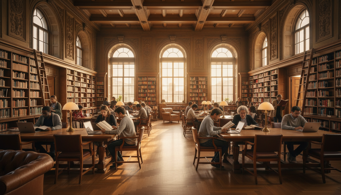Low quality scans of older books can be difficult to read and lack modern formatting. Open old book with diagrams on a wooden table in a dim library setting.