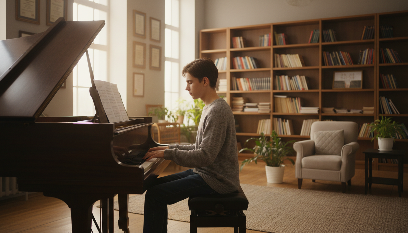 student playing piano