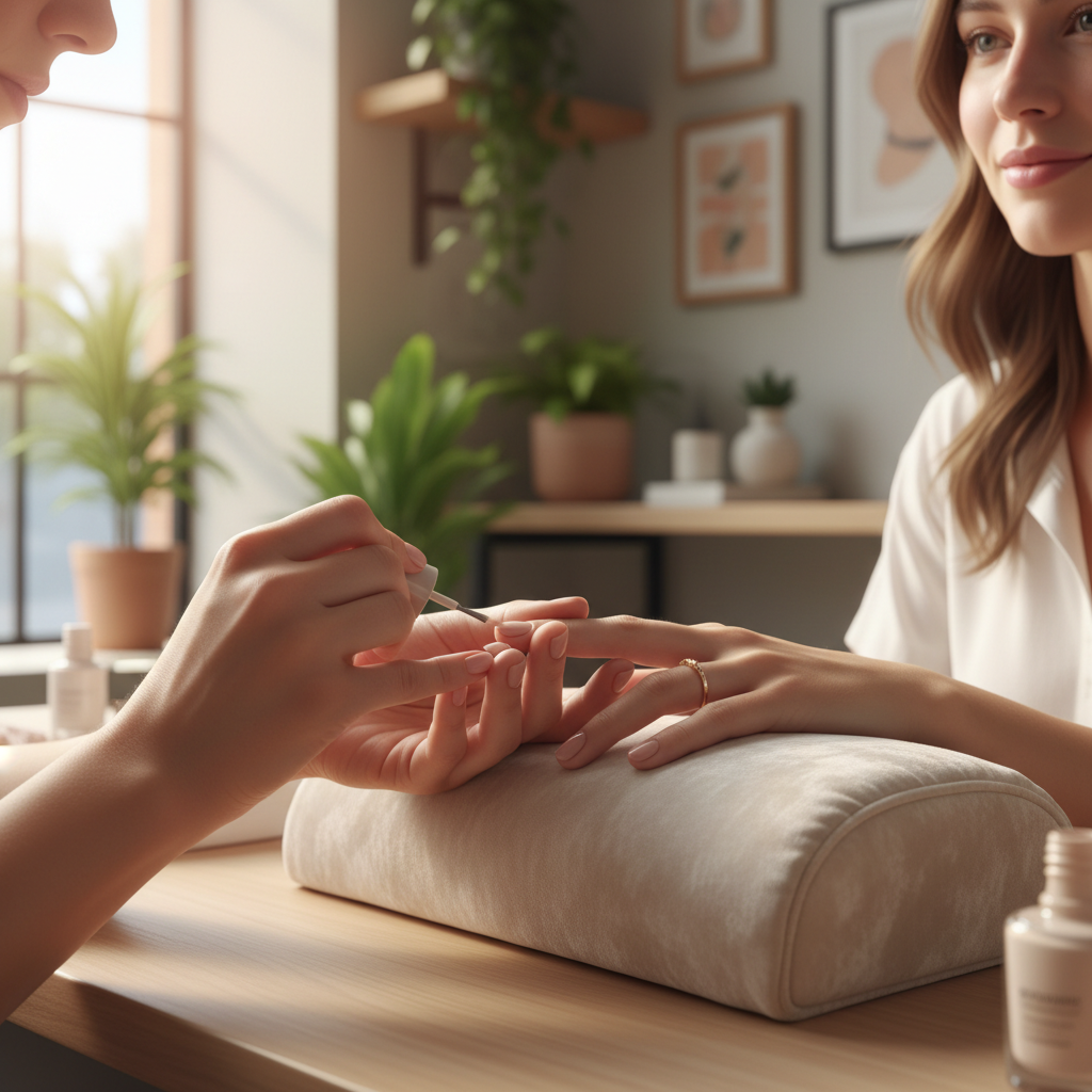 women enjoying manicure