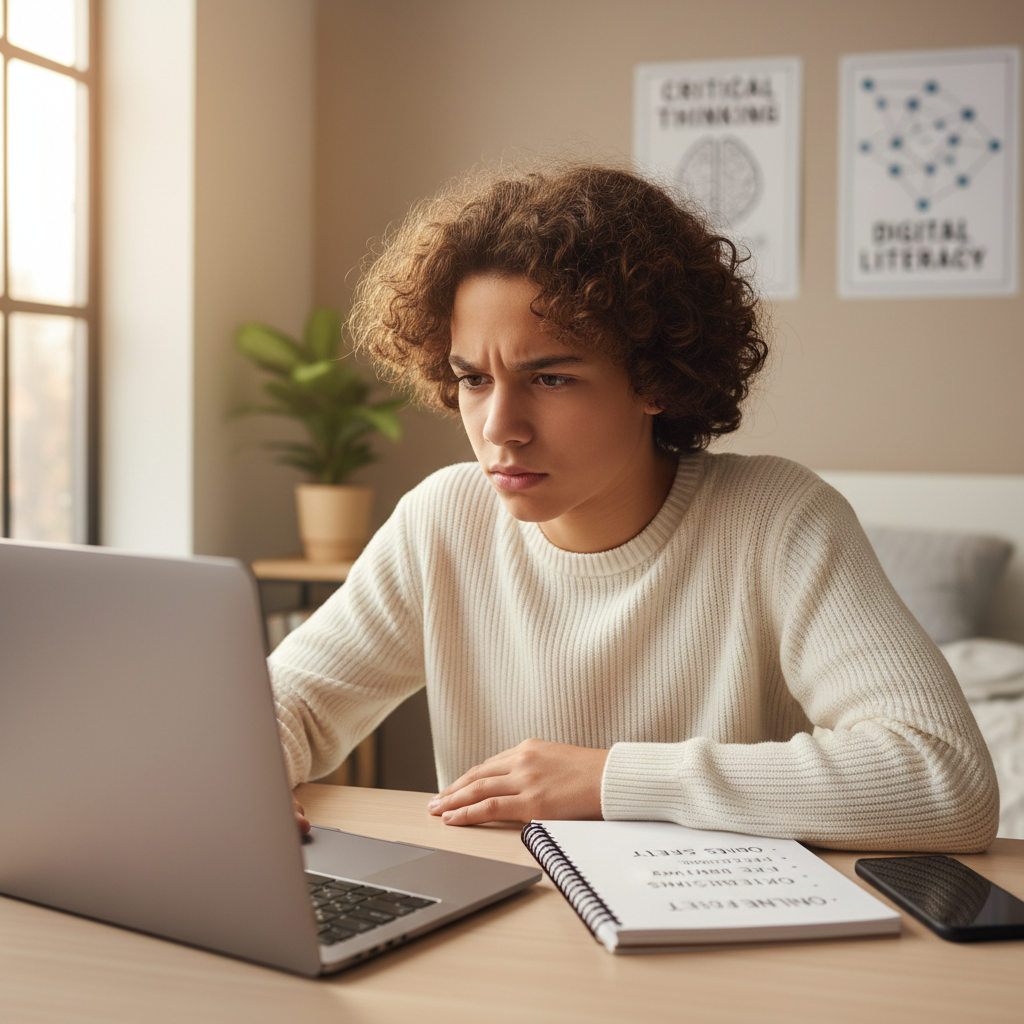 teen with computer