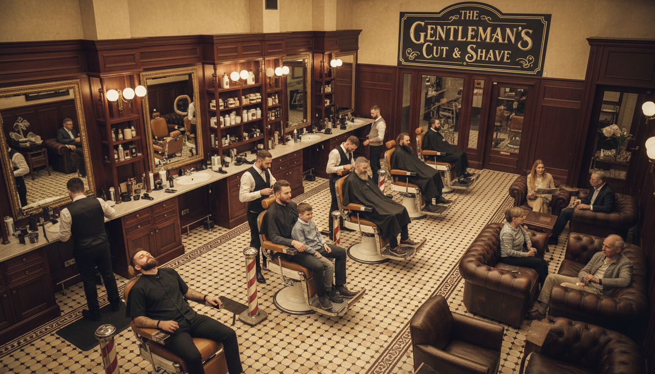 people in barbershop