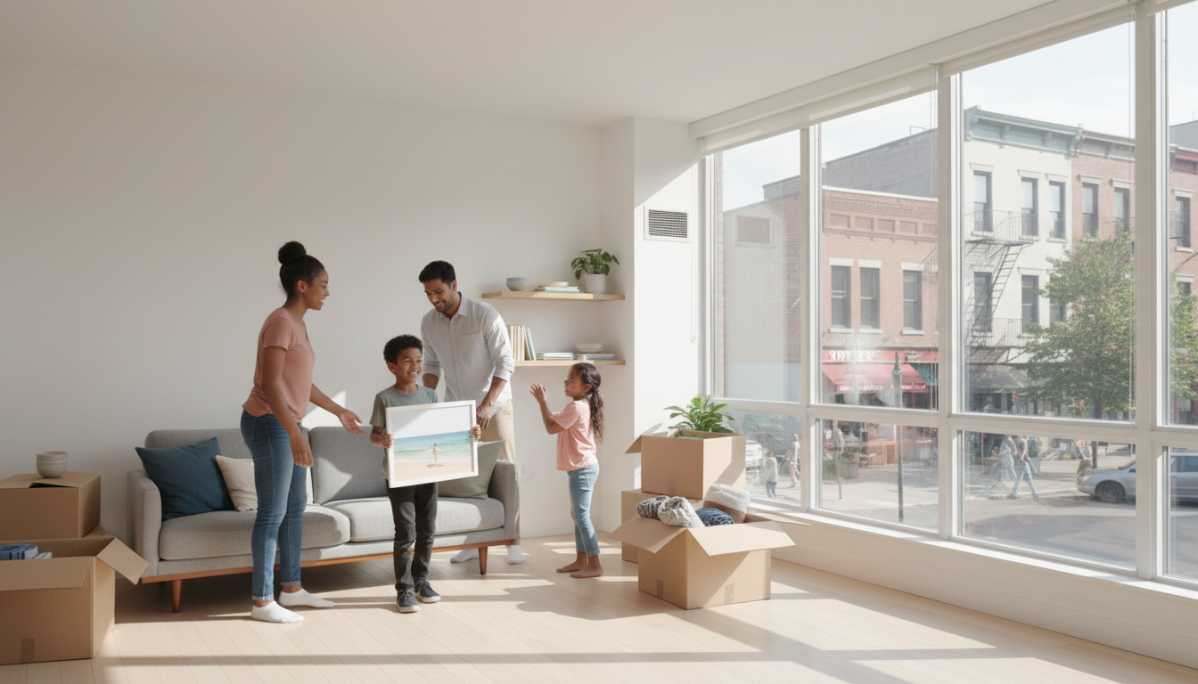happy family moving