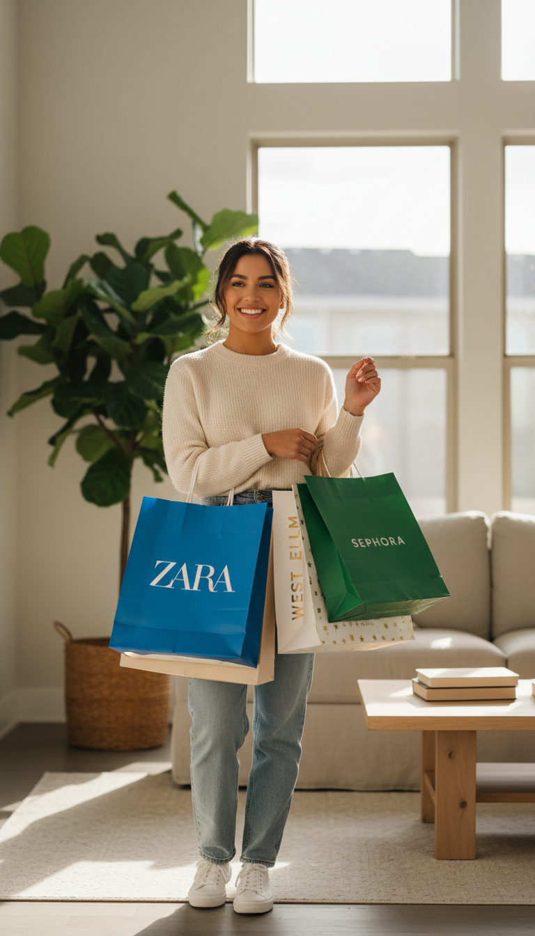 happy customers shopping
