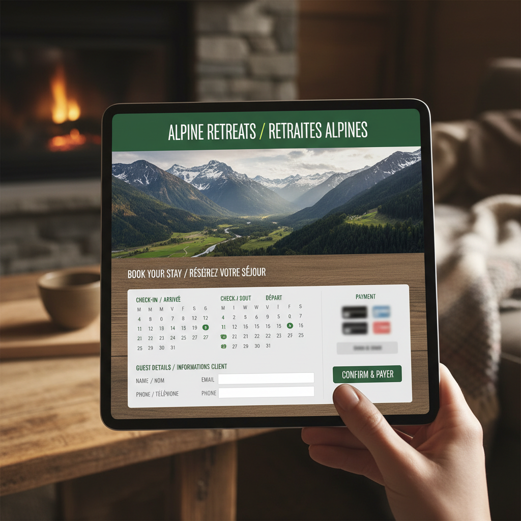 A clear booking interface acts as a direct call to action that converts visitors into appointments. A clean website design with a prominent booking interface displayed on a computer screen.