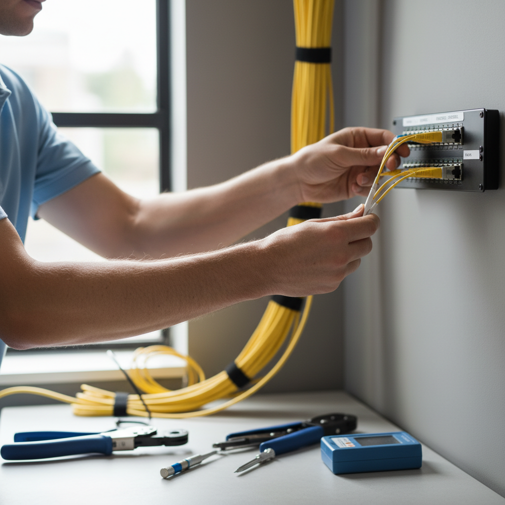 technician installing fiber