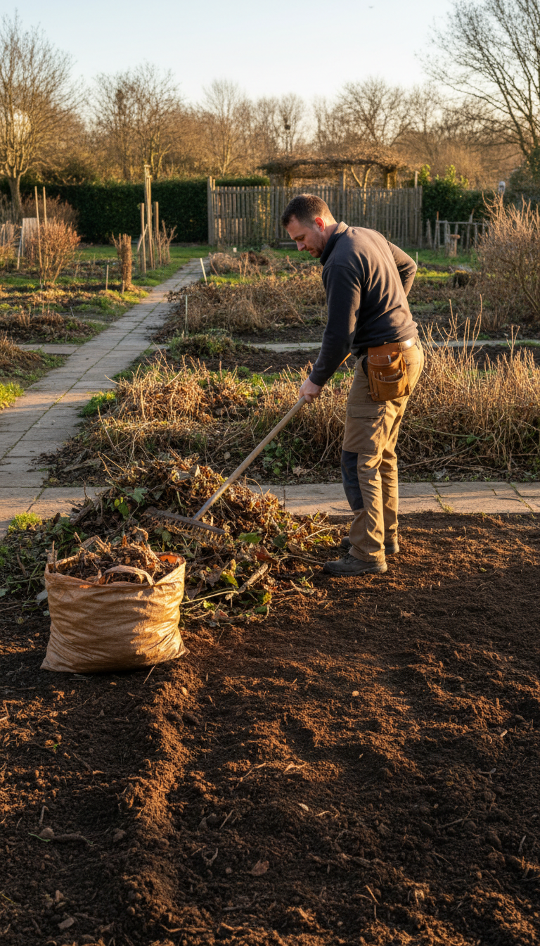 clearing lawn debris