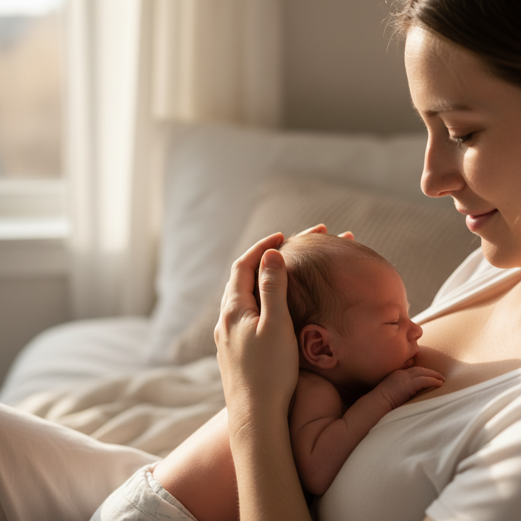 happy mother newborn