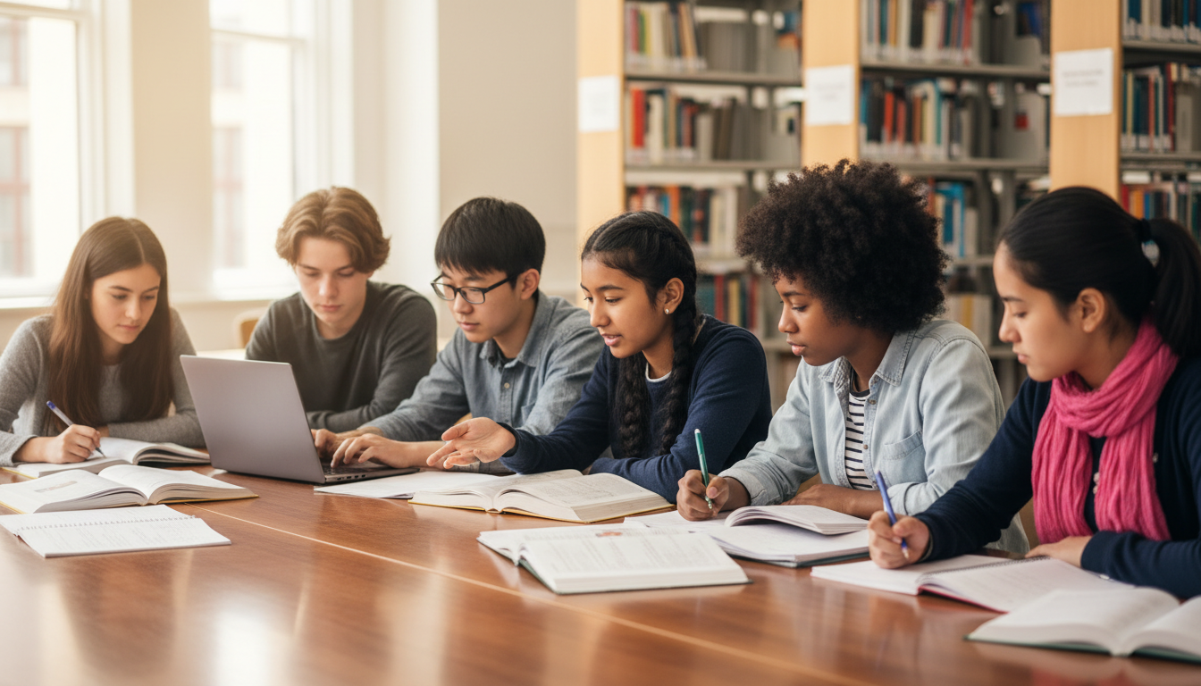 students talking
