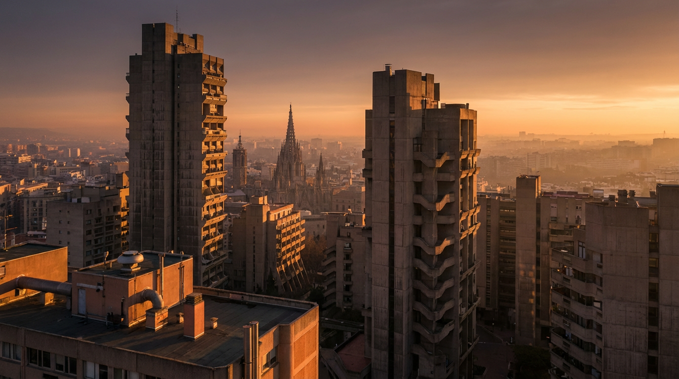 The Barbican Estate is a world-renowned example of 20th-century Brutalism that is best explored by car. The raw concrete balconies and towers of the Barbican Estate, a prime example of London Brutalist architecture.