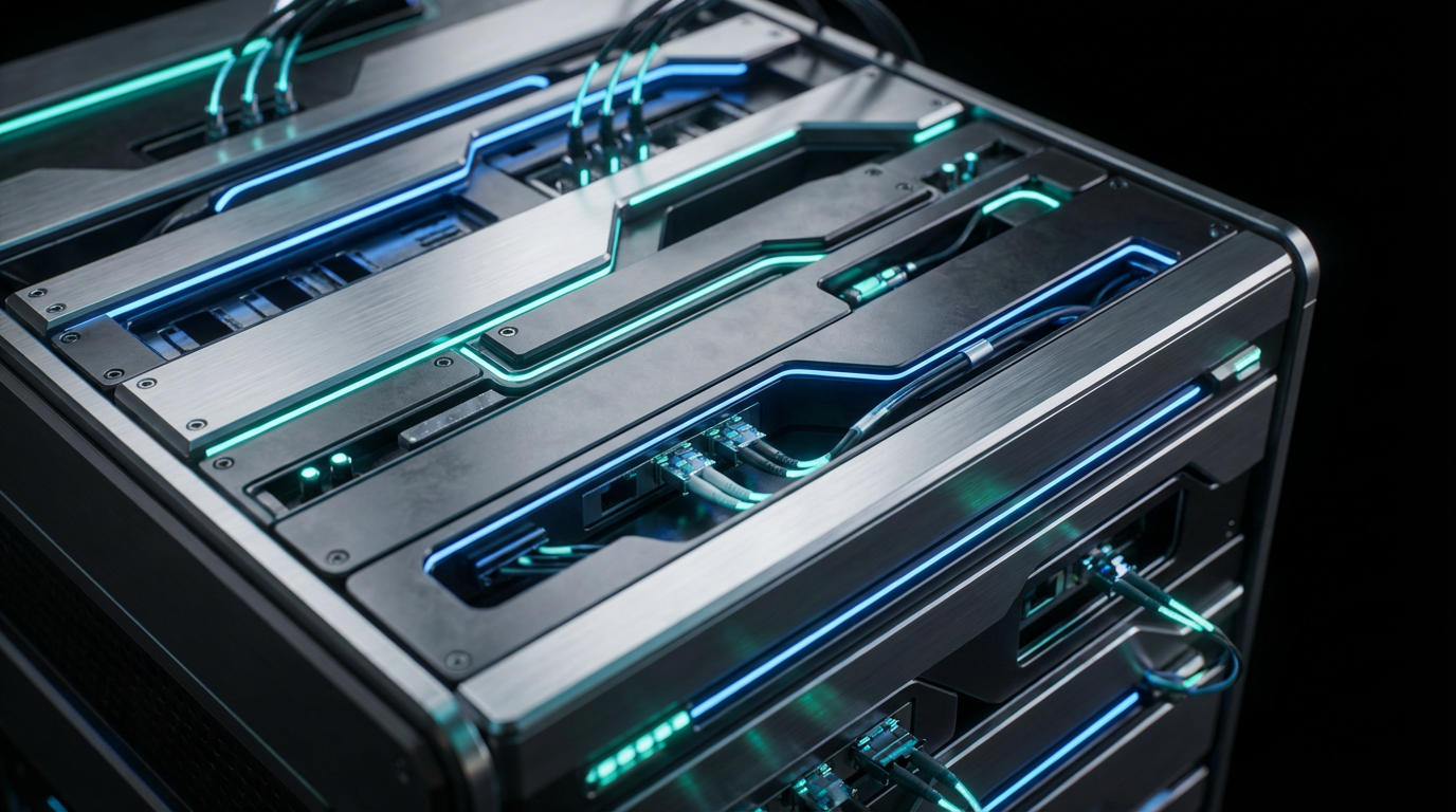 Dedicated servers offer raw power and hardware-level isolation for mission-critical applications. High contrast close up of premium server hardware and LED indicators highlighting precision engineering.