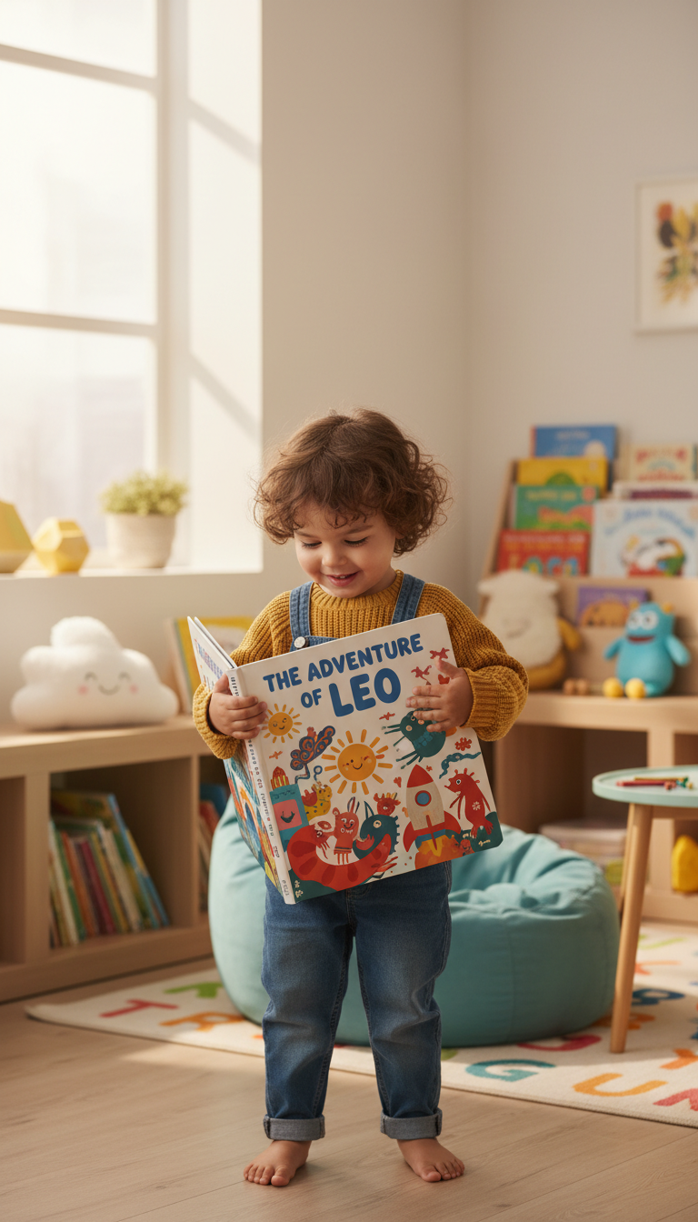 child thinking book