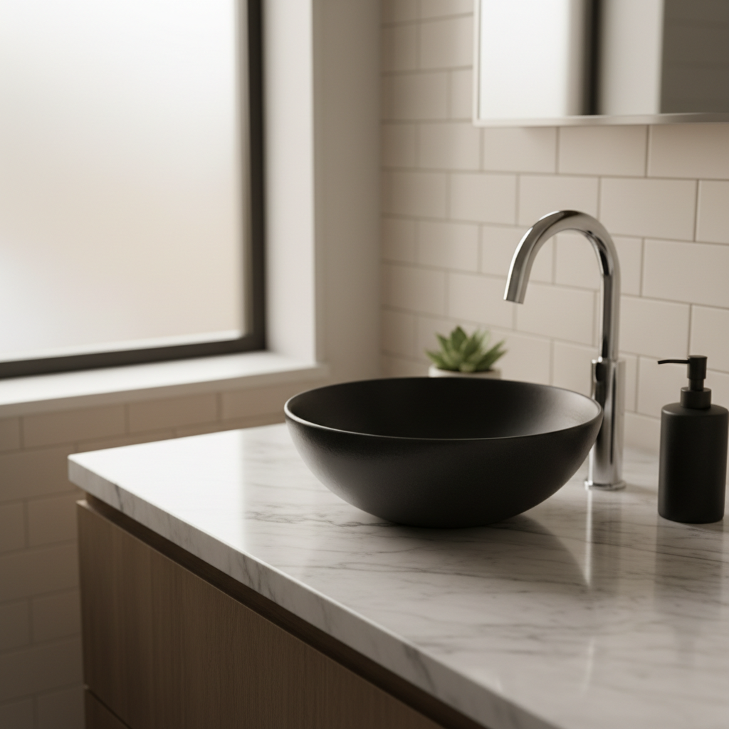 A luxury renovation often includes custom double vanities and premium stone surfaces. Luxury double vanity bathroom in Sydney with stone countertop and backlit circular mirrors