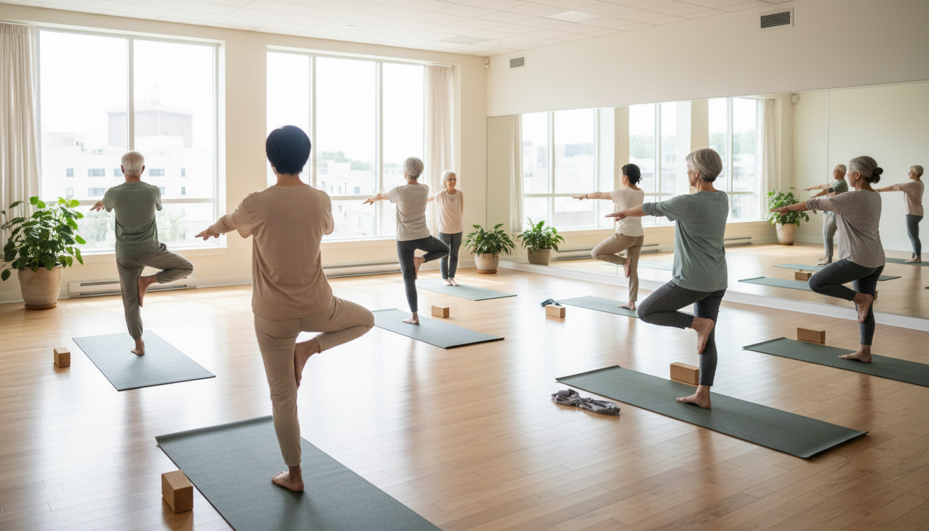 elderly group yoga