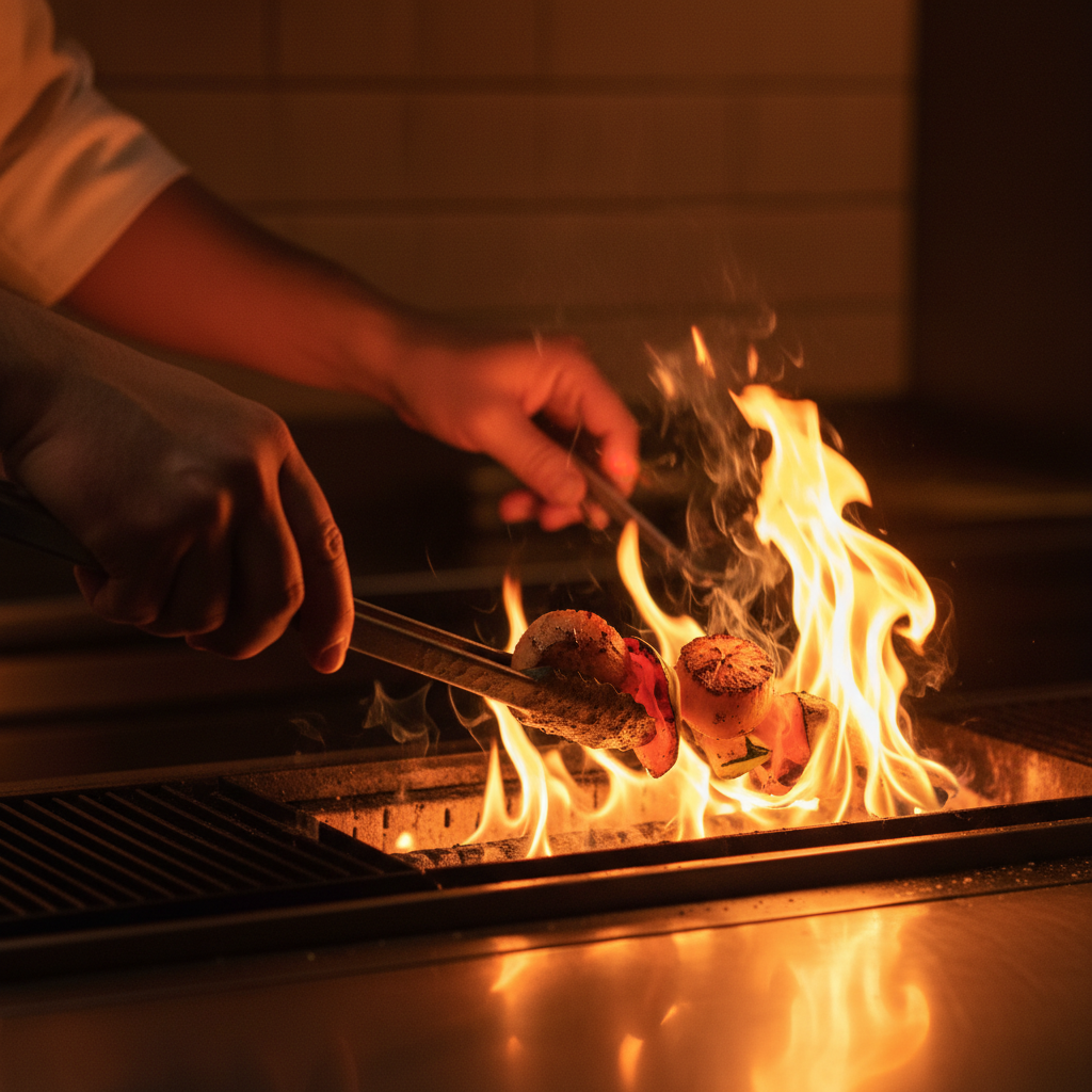 japanese chef grilling