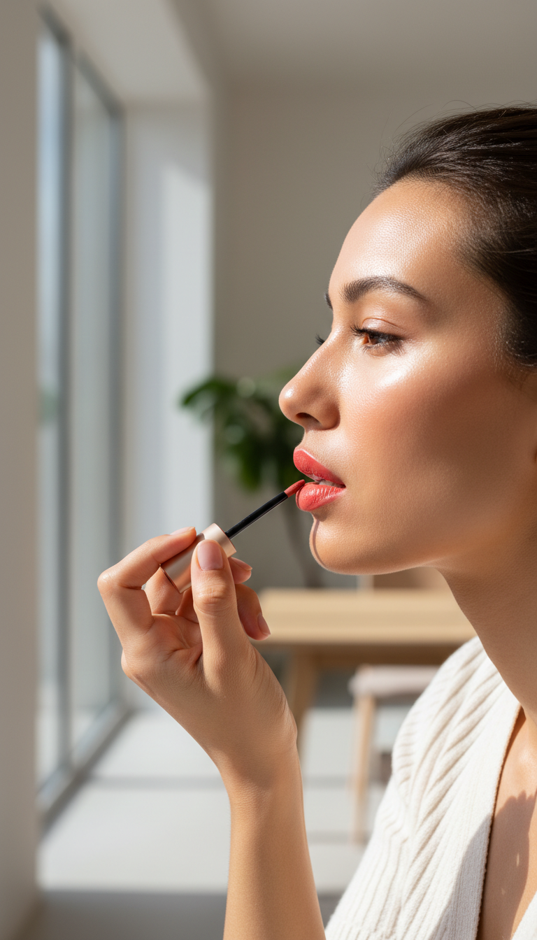 happy woman with full lips