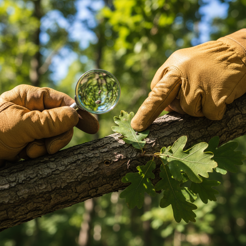 arborist inspecting tree