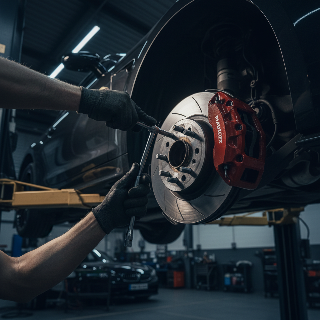 mechanic working brakes