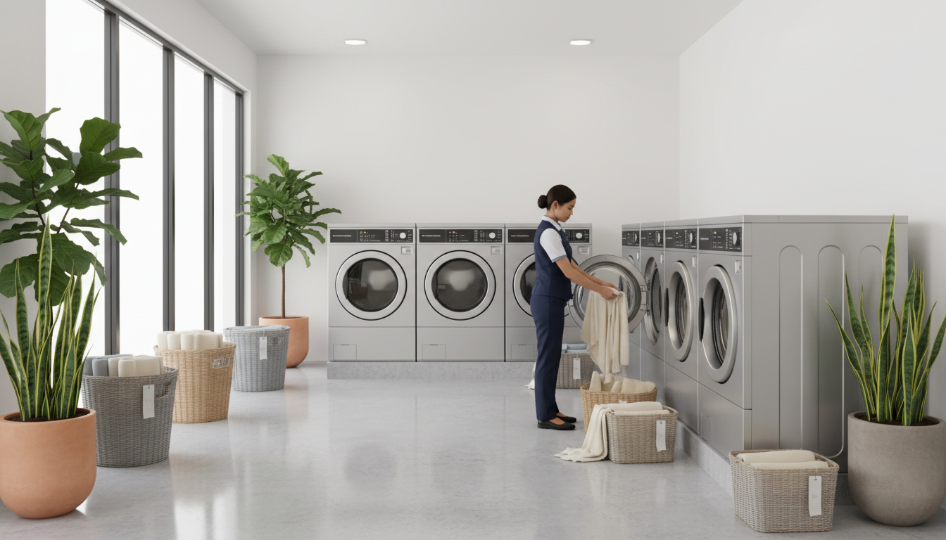 person watching laundry