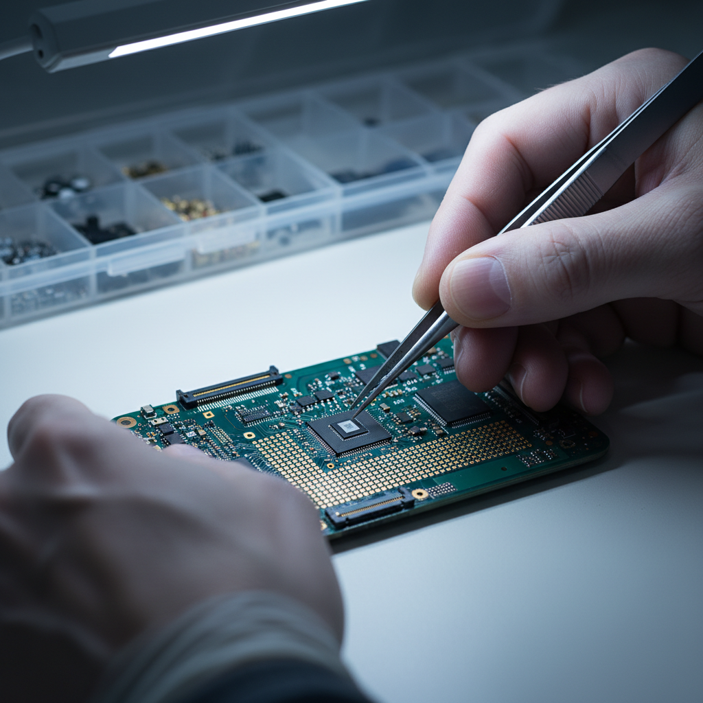 technician fixing electronics
